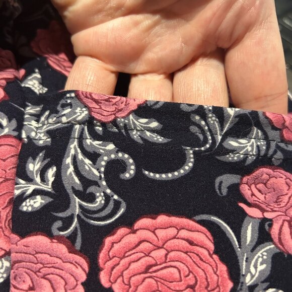 Vintage Pink & Blue Floral Quilted Jacket Faux Fur Lining Sz M Cottagecore Cozy - Picture 7 of 8